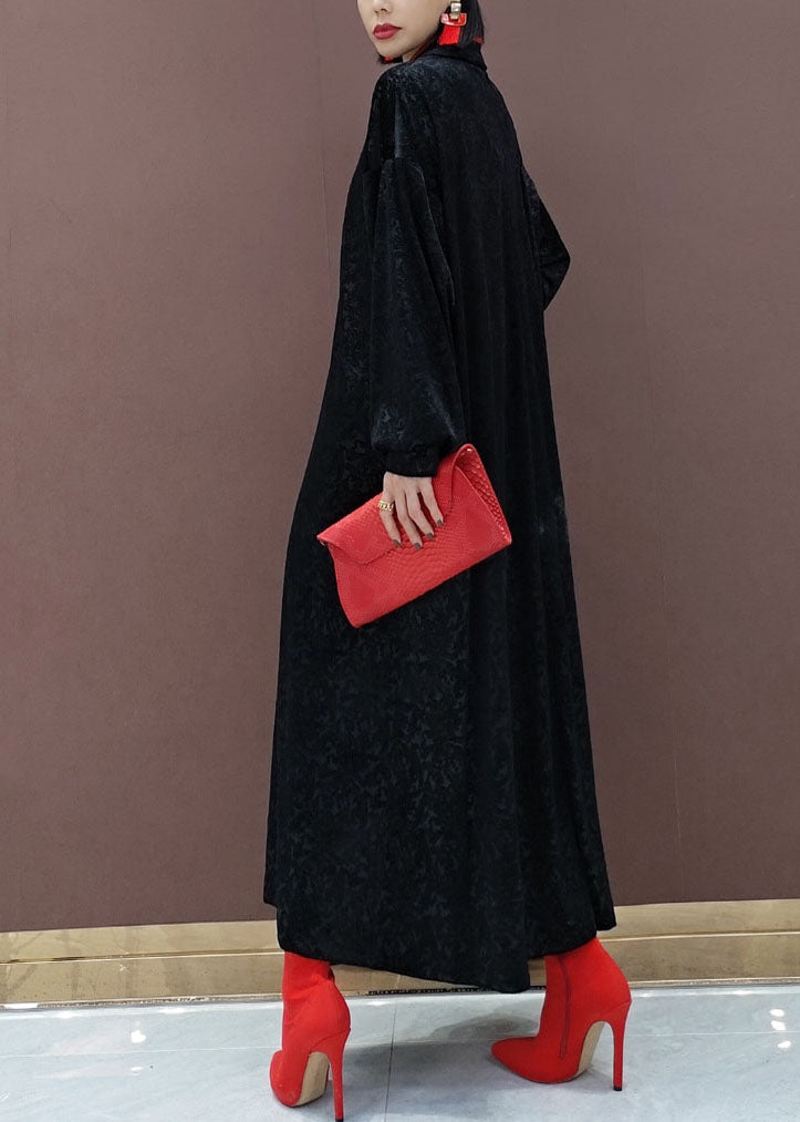 Vintage Black Oriental Velour Long Dresses