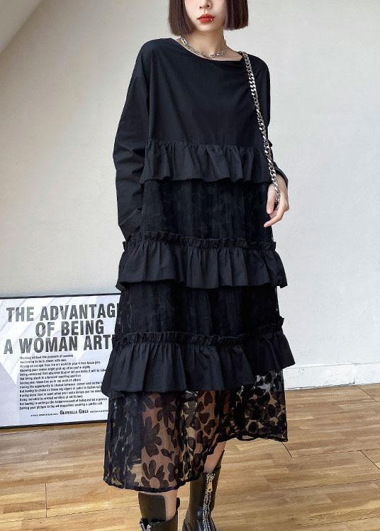 Bohemian sunflower pattern Ruffles Fall Lace Dresses(Shipping out within 24H)
