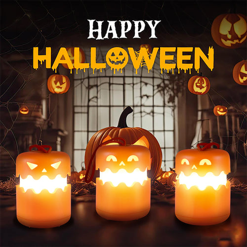 Halloween Pumpkin Lantern, Collapsible Jack O Lantern Pumpkins with Lanyard