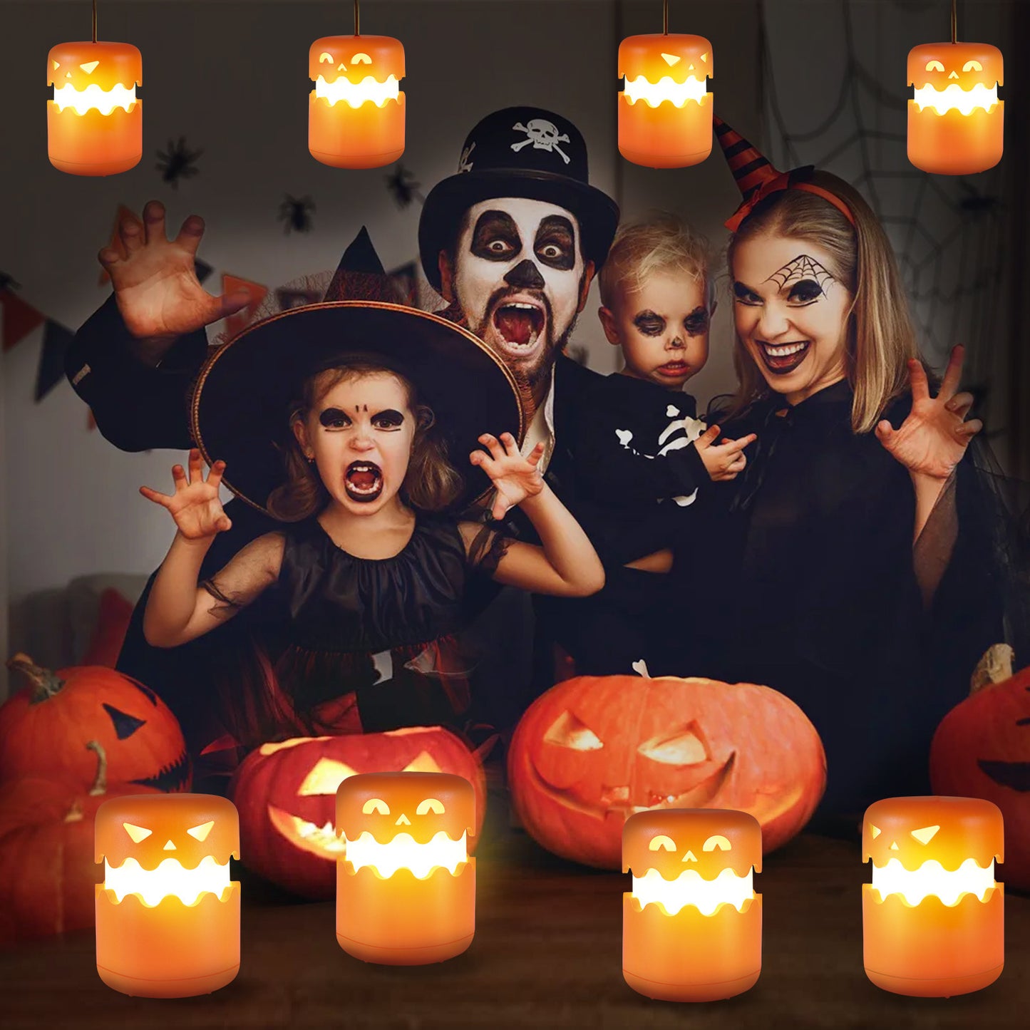 Halloween Pumpkin Lantern, Collapsible Jack O Lantern Pumpkins with Lanyard