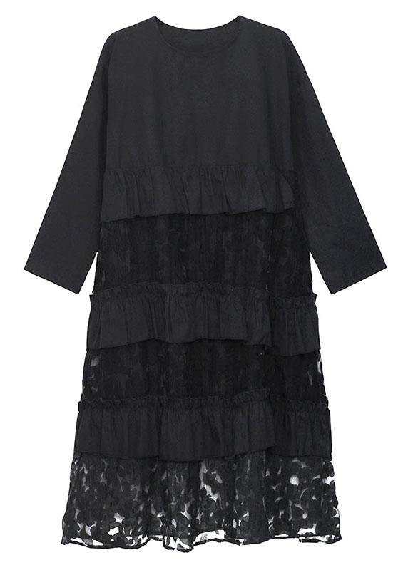 Bohemian sunflower pattern Ruffles Fall Lace Dresses(Shipping out within 24H)