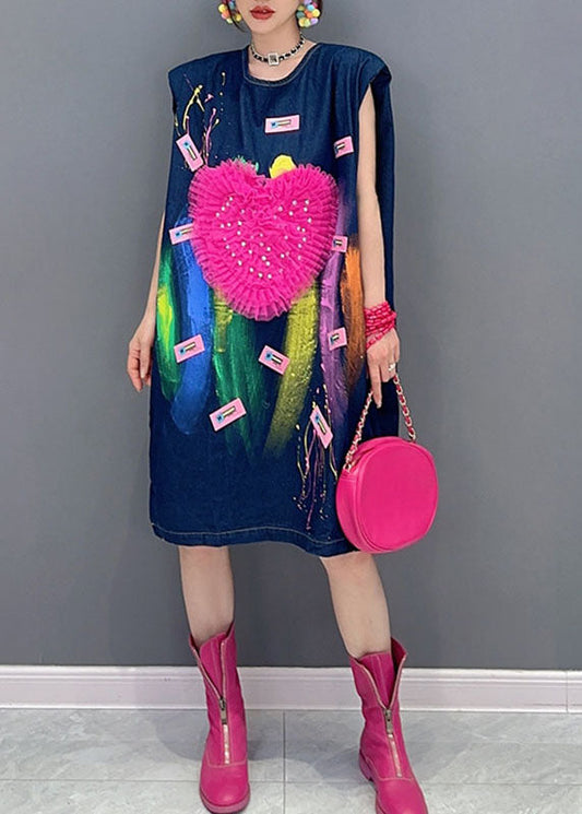 Unique loose Blue “Love” Print Madi Dress Summer