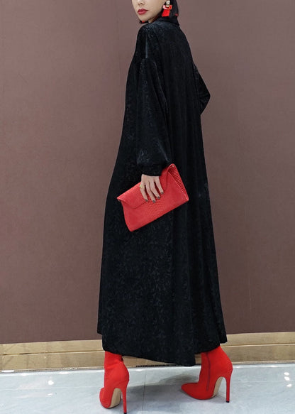Vintage Black Oriental Velour Long Dresses